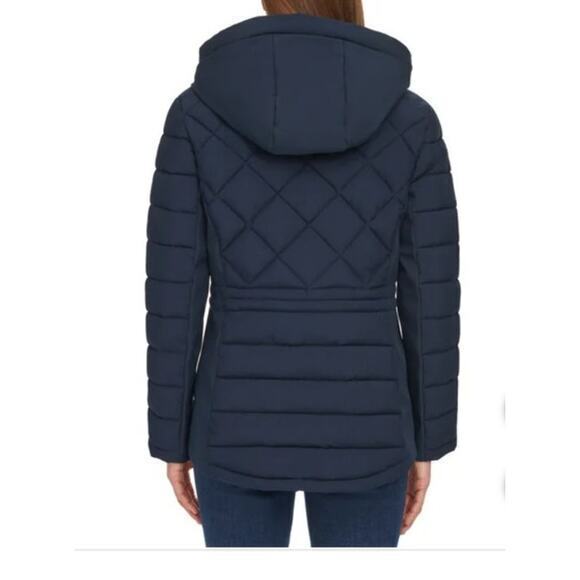 Tommy Hilfiger Quilted Jacket Navy Hooded Midweight Winter Womens Size XXL -14 - Picture 2 of 4